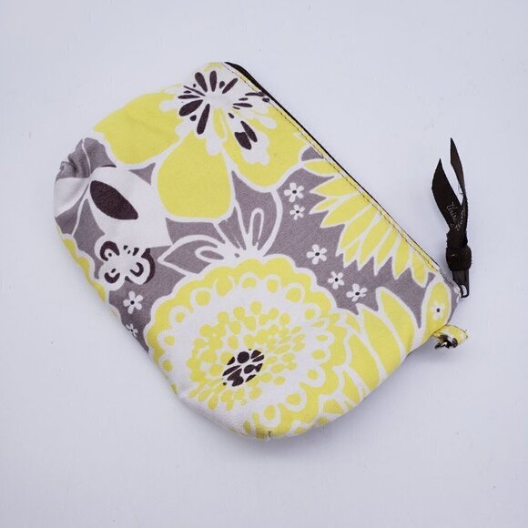 Thirty One Zipper Pouch Awesome Blossom Yellow Gray Floral 7" x 5" - Picture 2 of 6